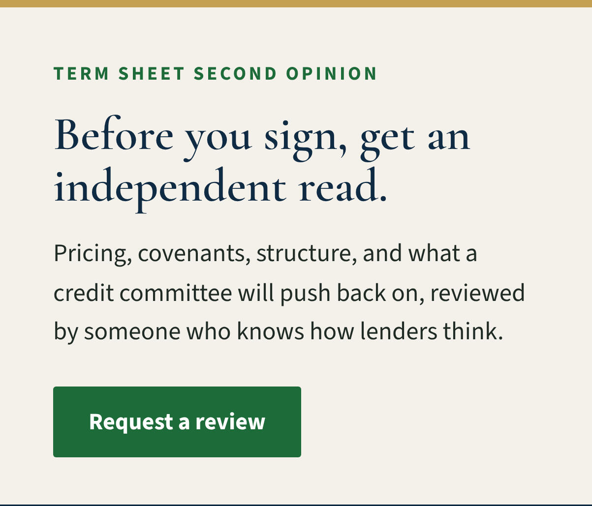 Term sheet second opinion: Before you sign, get an independent read. Request a review.